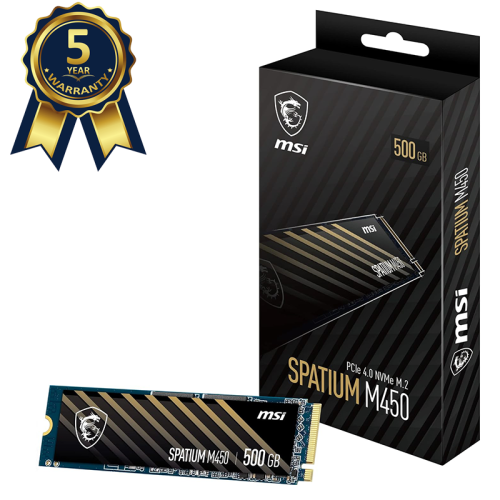 MSI SPATIUM M450 500GB PCIe 4 0 NVMe M 2 Internal Gaming SSD